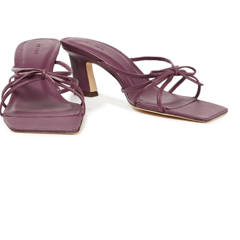 By Far Plum Bow Square Toe Mules